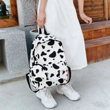 Casual Nylon Shoulder School Bags Cow Letter Print Women Girls Backpacks