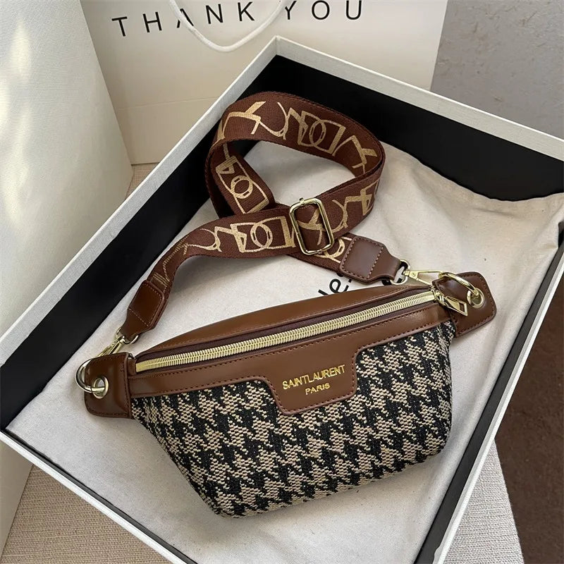 Classic Birds Pattern Woolly Women Bag Chest Bags