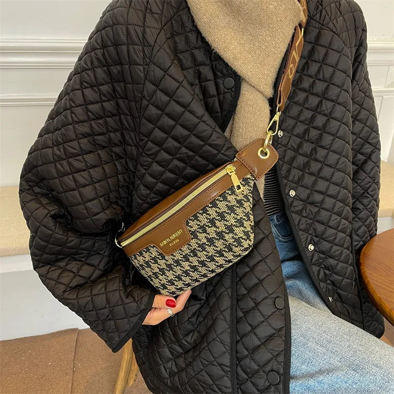 Classic Birds Pattern Woolly Women Bag Chest Bags
