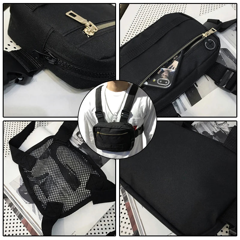 Hip-Hop Utility Chest Bag Men Crossbody Streetwear Vest Tactical Pouch