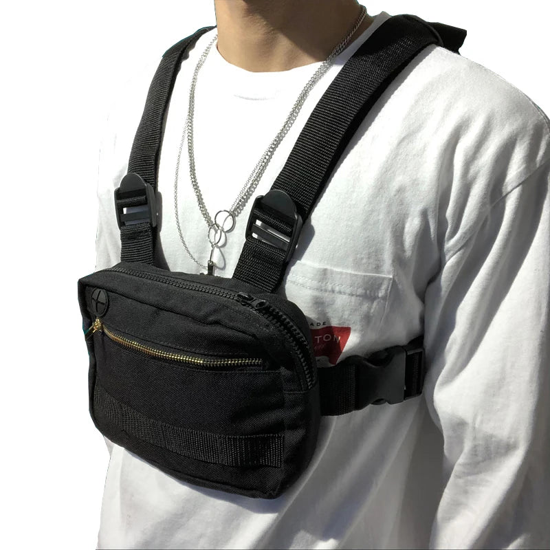 Hip-Hop Utility Chest Bag Men Crossbody Streetwear Vest Tactical Pouch