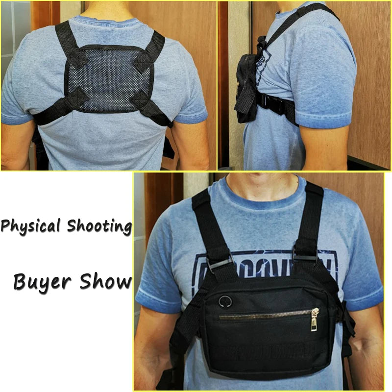 Hip-Hop Utility Chest Bag Men Crossbody Streetwear Vest Tactical Pouch