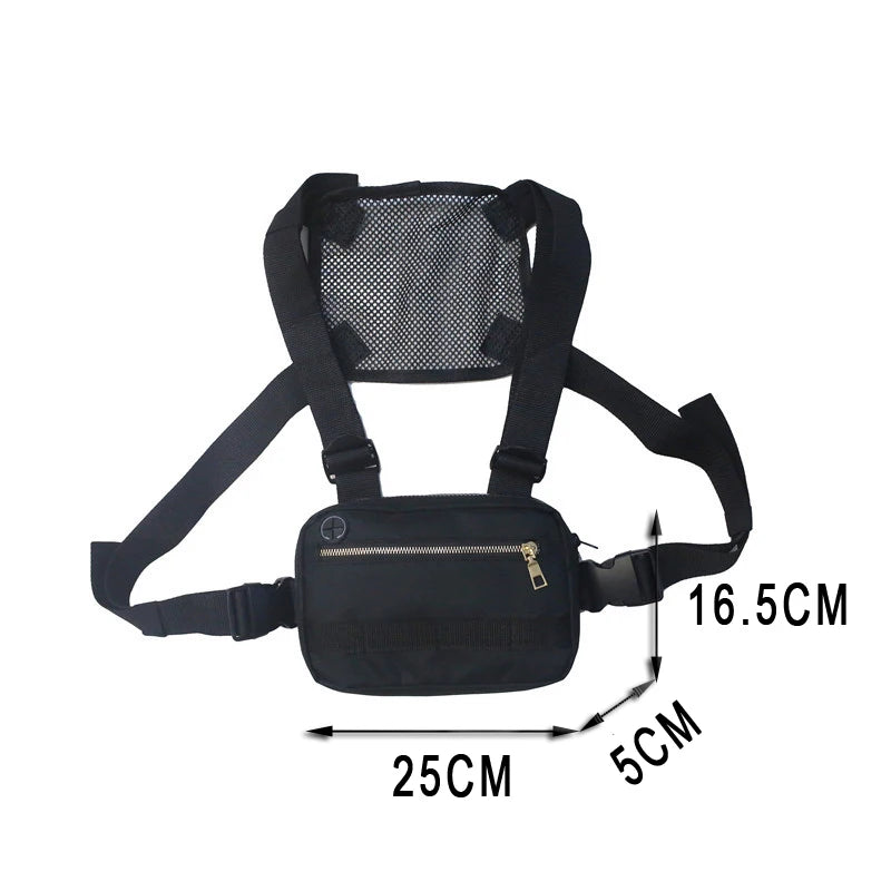 Hip-Hop Utility Chest Bag Men Crossbody Streetwear Vest Tactical Pouch