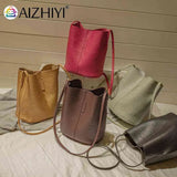 Women Shoulder Crossbody Bag PU Leather Bucket TOTES Retro Travel Handbag