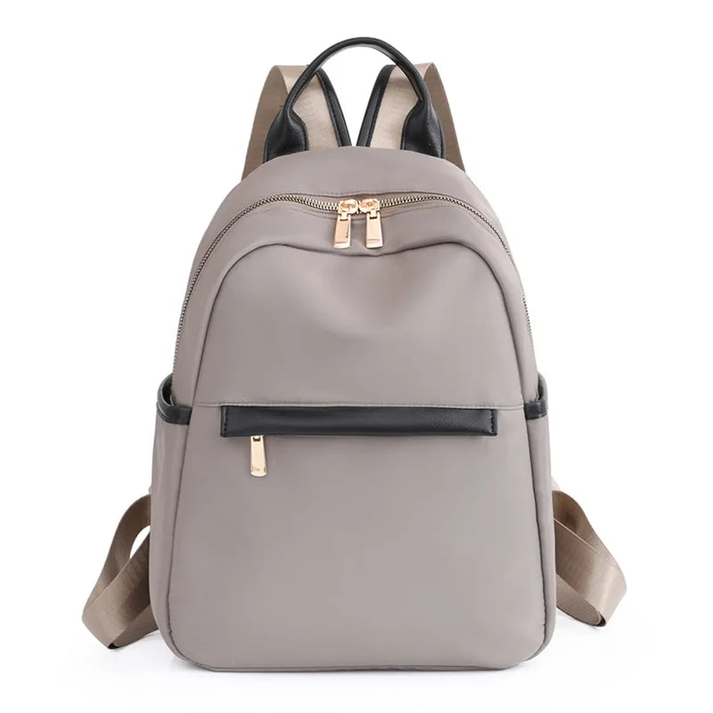 Classic Women's Leather Backpack Schoolbag Solid Color Shoulder Bag