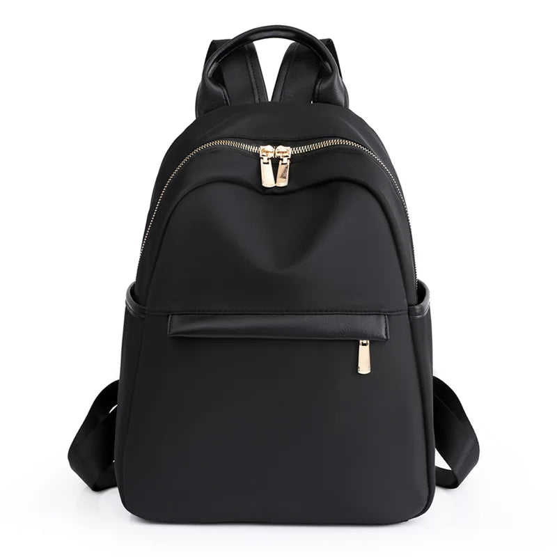 Classic Women's Leather Backpack Schoolbag Solid Color Shoulder Bag