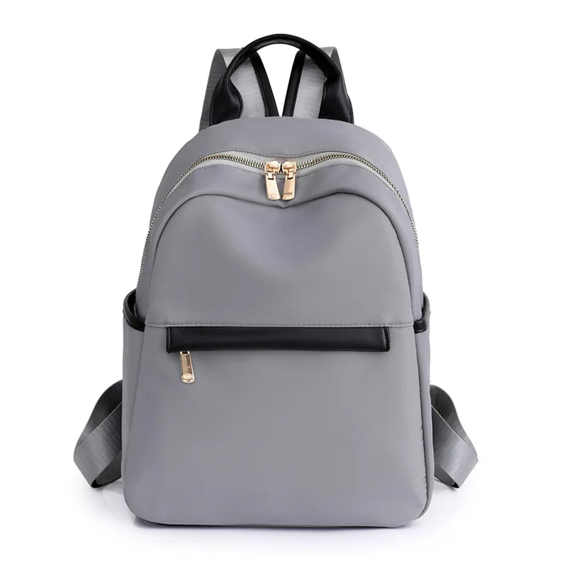 Classic Women's Leather Backpack Schoolbag Solid Color Shoulder Bag