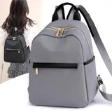 Classic Women's Leather Backpack Schoolbag Solid Color Shoulder Bag