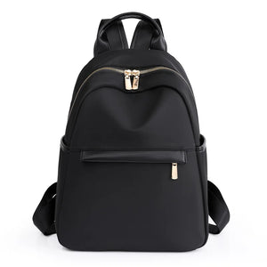 Classic Women's Leather Backpack Schoolbag Solid Color Shoulder Bag