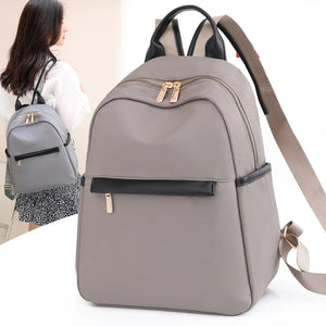 Classic Women's Leather Backpack Schoolbag Solid Color Shoulder Bag