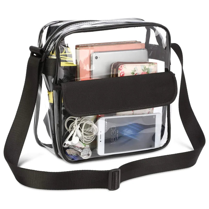 Clear Plastic Tote Bag Transparent PVC Waterproof Crossbody Handbag Shoulder Bag