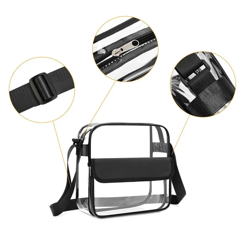 Clear Plastic Tote Bag Transparent PVC Waterproof Crossbody Handbag Shoulder Bag