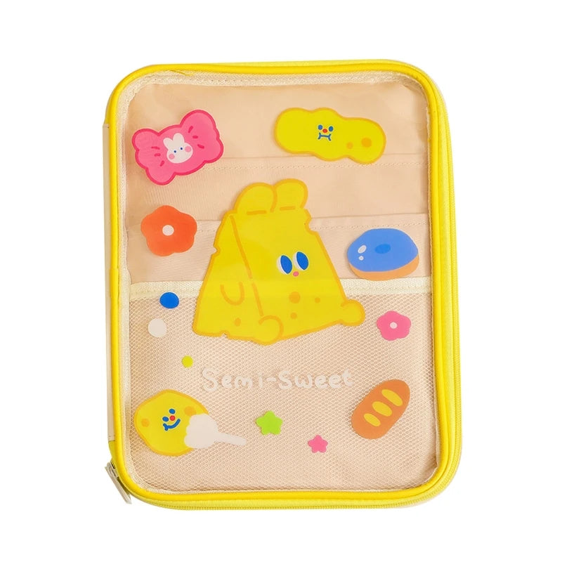Cartoon Bear Clear Tablet Sleeve Bag with Zipper