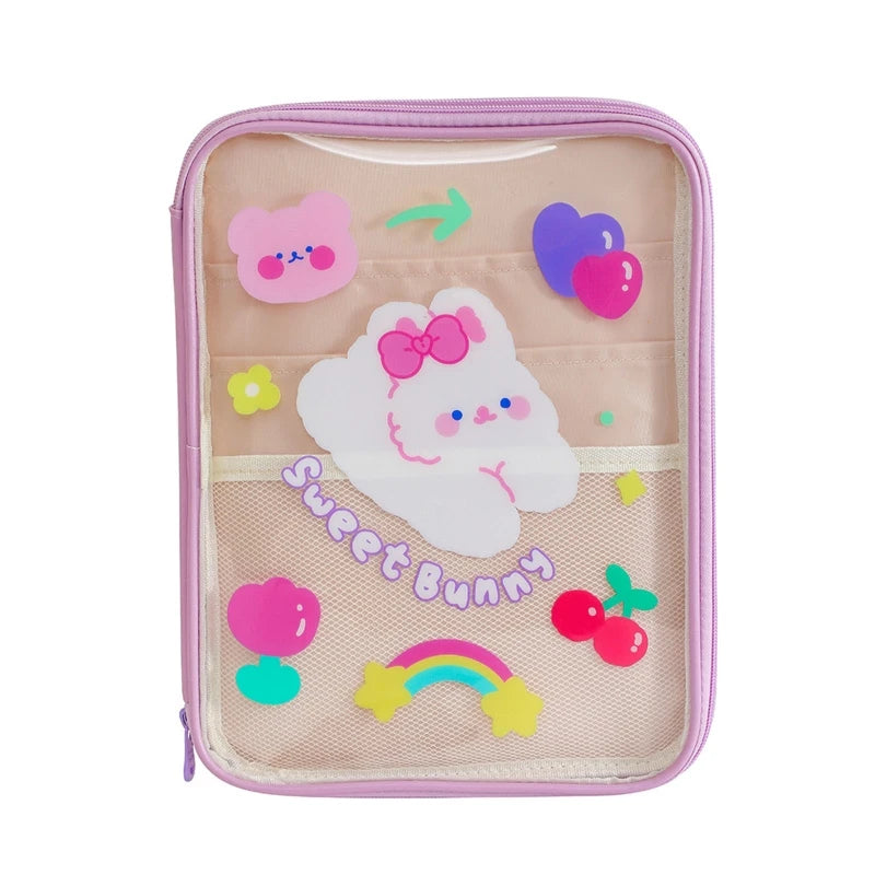 Cartoon Bear Clear Tablet Sleeve Bag with Zipper