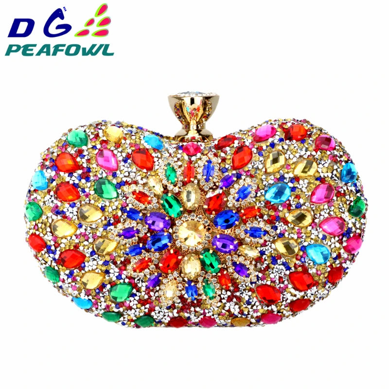 Crystal Floral Clutch Chain Evening Bag Diamond Wedding Shoulder Wallet Purse