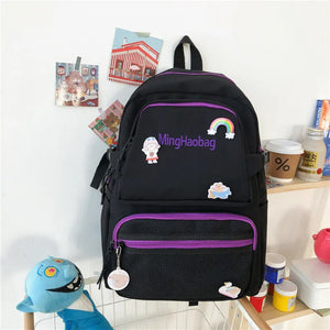 Large-capacity Leisure School Bag Girls Ins High School Students Letter Backpack