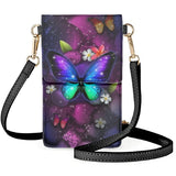 Coloranimal Butterfly Print Retro Leather Waterproof Phone Bag Mini Wallet