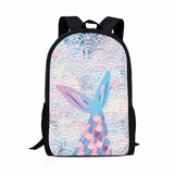 Colorful Beach Theme Fishtail Print Kids Schoolbag