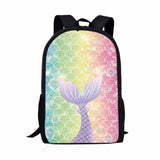 Colorful Beach Theme Fishtail Print Kids Schoolbag