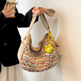 Colorful Canvas Shoulder Bags Women Large Capacity Cross-body Totes Handbags