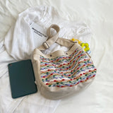 Colorful Canvas Shoulder Bags Women Large Capacity Cross-body Totes Handbags