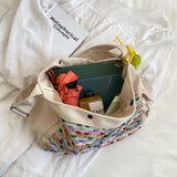 Colorful Canvas Shoulder Bags Women Large Capacity Cross-body Totes Handbags