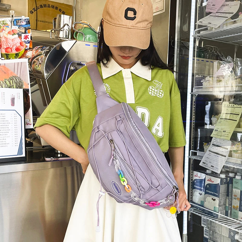 Colorful Chain Waist Bag Waterproof Nylon Fanny Pack
