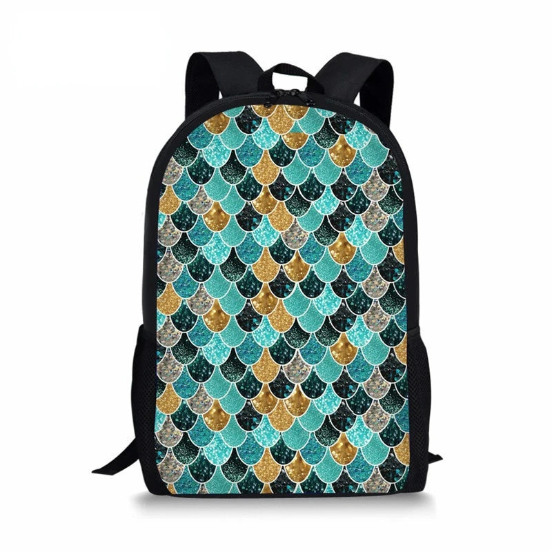 Colorful Mermaid Pattern School Bags Set for Kids
