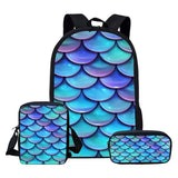 Colorful Mermaid Pattern School Bags Set for Kids