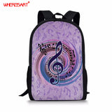 Colorful Music Note Printing School Shoulder Bag Guitar School Backpack