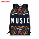 Colorful Music Note Printing School Shoulder Bag Guitar School Backpack