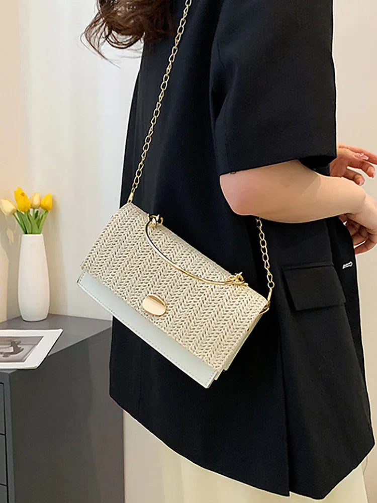 Straw Flap Women's Crossbody Bag Beach Shoulder Small Handbag