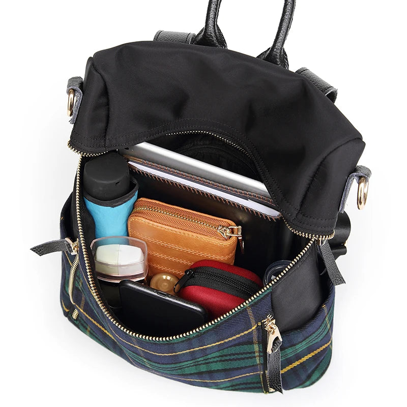 Plaid Light Women's Backpack Travel Bag