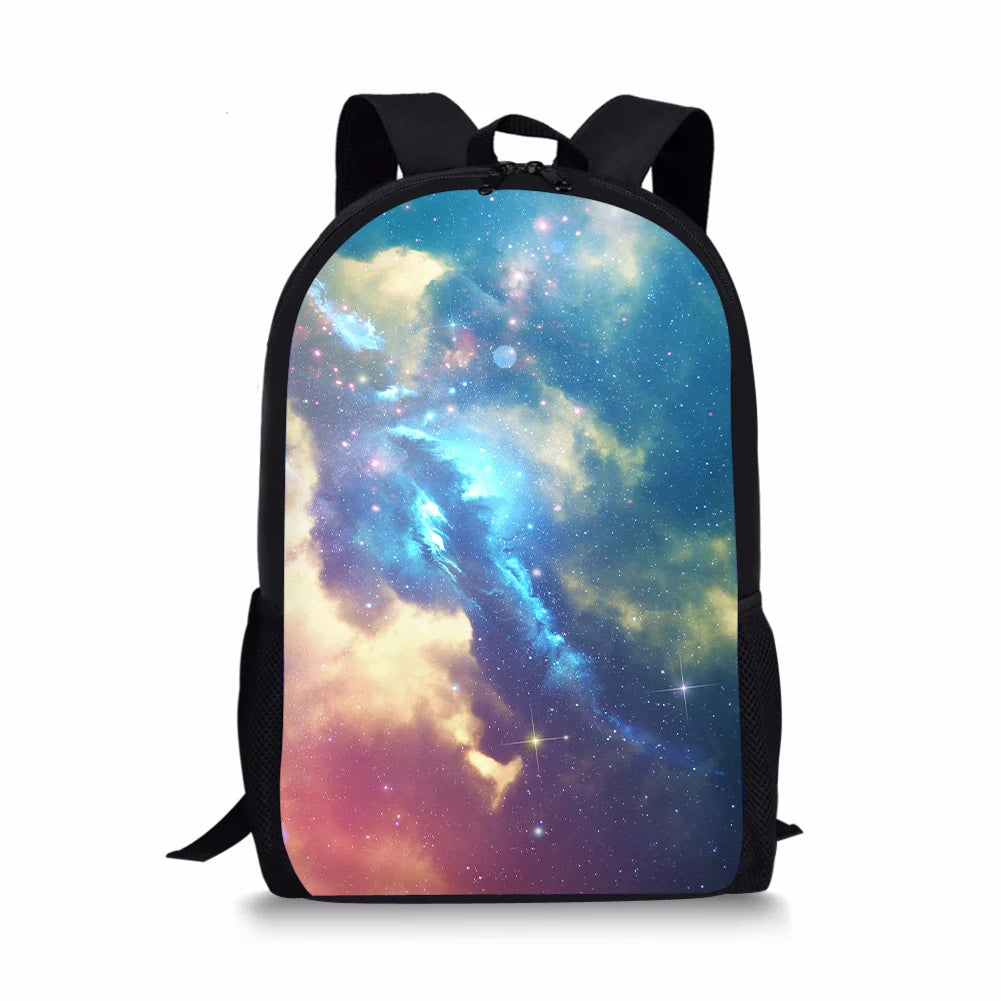 Galaxy 3D Print 16Inch Kids Backpack School Bags For Girls Boys