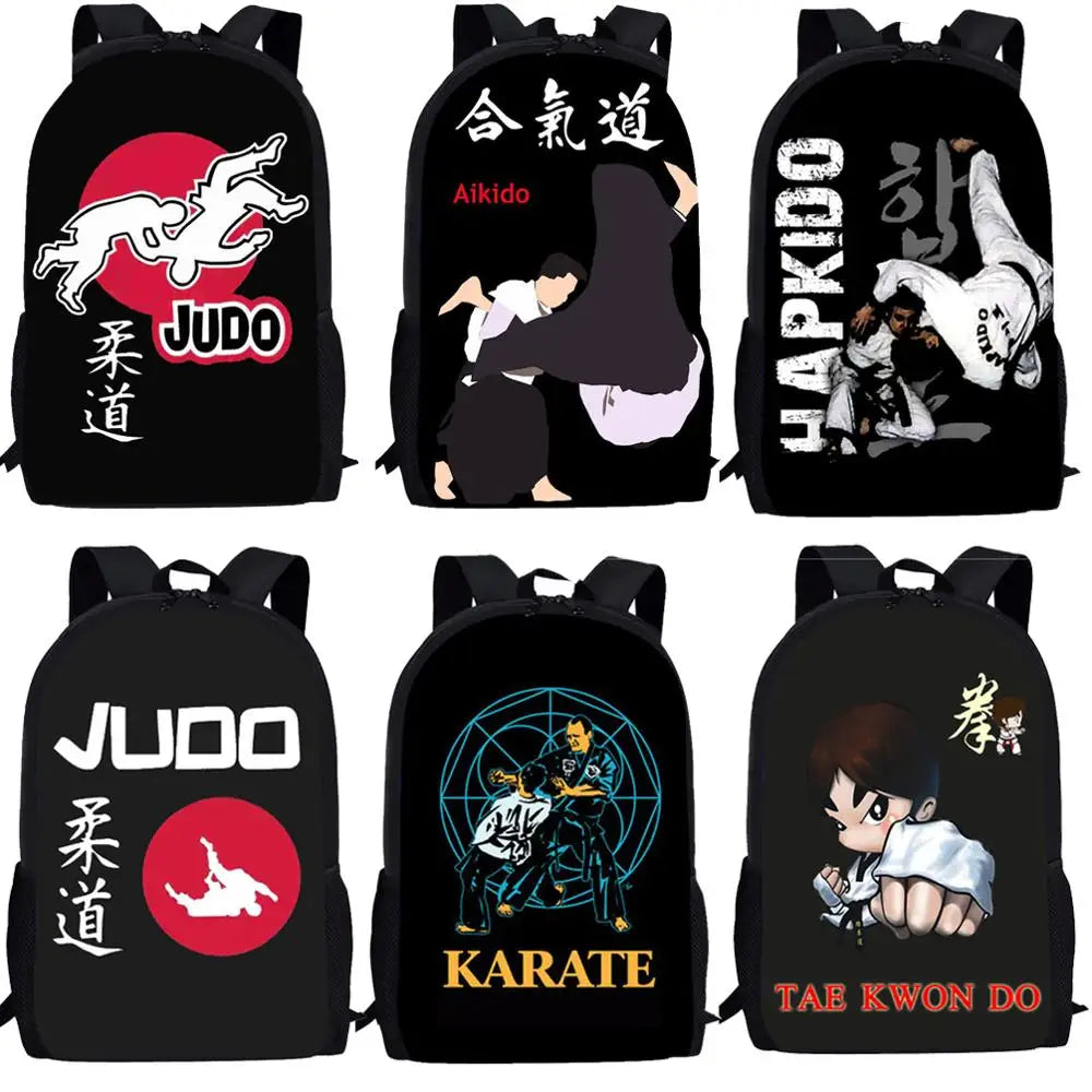 3D Karate/Taekwondo Kids Backpack JUDO Printing School Bags For Boys Girls