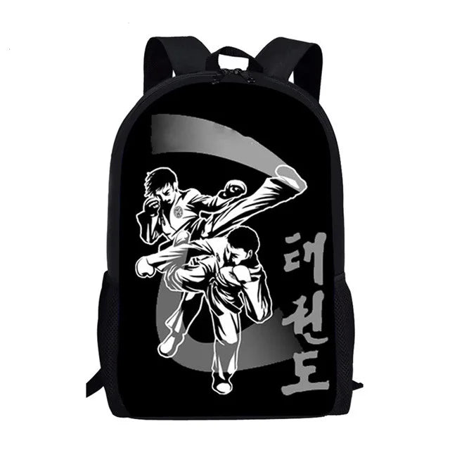 3D Karate/Taekwondo Kids Backpack JUDO Printing School Bags For Boys Girls