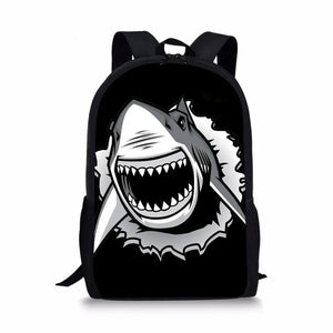 Shark Print School Bag for Teenager Boys Girls Unique 3d Children Kids Book Bag