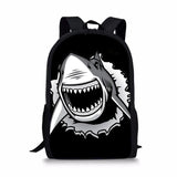 Shark Print School Bag for Teenager Boys Girls Unique 3d Children Kids Book Bag