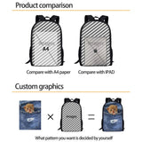 Shark Print School Bag for Teenager Boys Girls Unique 3d Children Kids Book Bag
