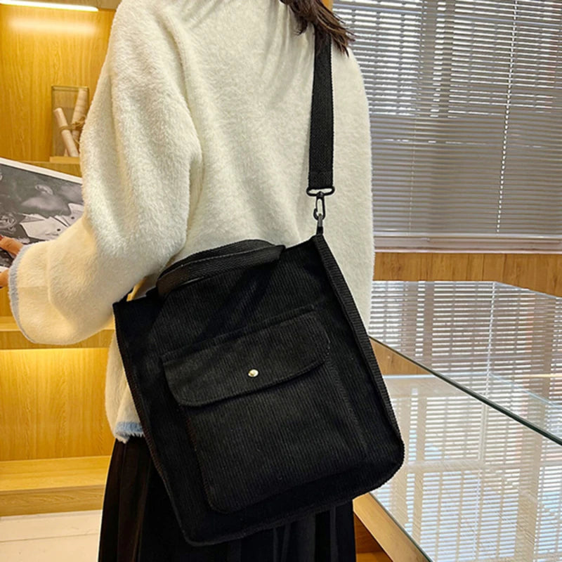 Corduroy Shopper Bag for Women Canvas Tote Bag