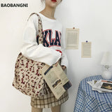 Corduroy Korea Autumn Winter Floral Crossbody Bag for Women Female