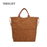 Corduroy Tote Bag Shoulder Handbag Casual Crossbody Bag for Women