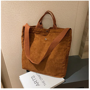 Corduroy Tote Bag Shoulder Handbag Casual Crossbody Bag for Women