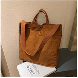 Corduroy Tote Bag Shoulder Handbag Casual Crossbody Bag for Women