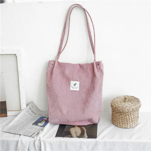 Corduroy Girl School Bag Vintage Women Shoulder Handbag Purse