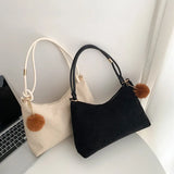 Corduroy Shoulder Bag Women Underarm Bag Large Capacity Tote Shopping Bag