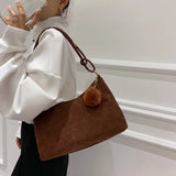 Corduroy Shoulder Bag Women Underarm Bag Large Capacity Tote Shopping Bag