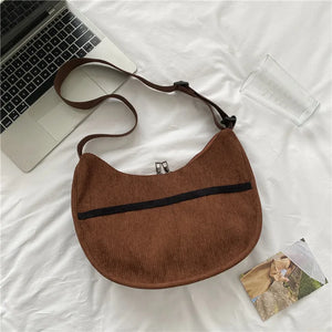 Corduroy Shoulder Bag Vintage Shopping Bags Girls Bookbag Handbags Tote