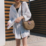 Summer Ladies Shoulder Bag Weaving Female Travel Shoulder Bag