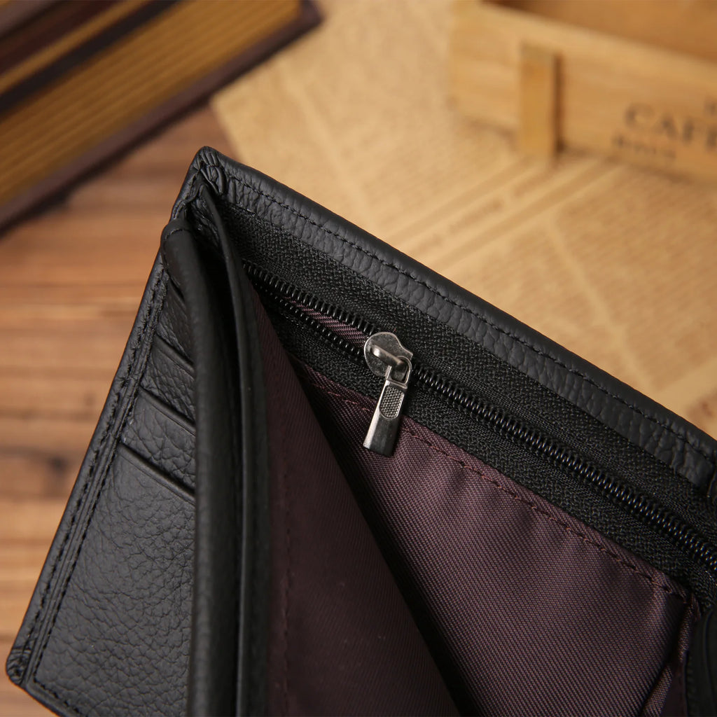 Men's Cow Leather Wallet Slim Small Short Business Purse